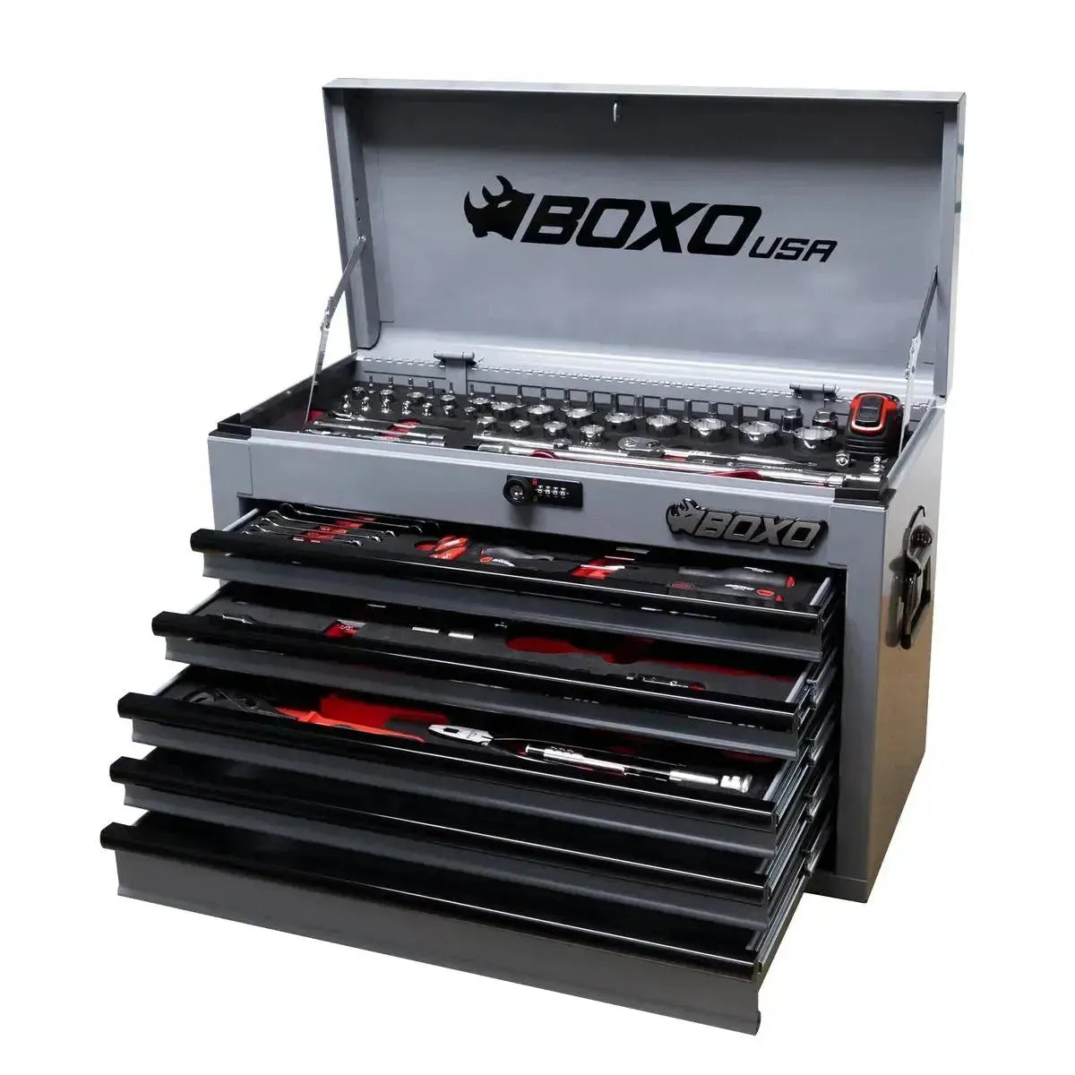 Boxo USA MotoBox | 103-Piece Metric Motorcycle Tool Set with 5-Drawer Hand Carry Tool Box