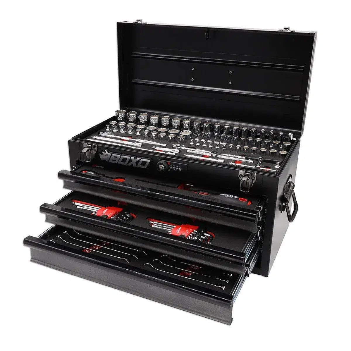 Boxo USA 133-Piece Metric 3-Drawer Hand Carry Tool Box