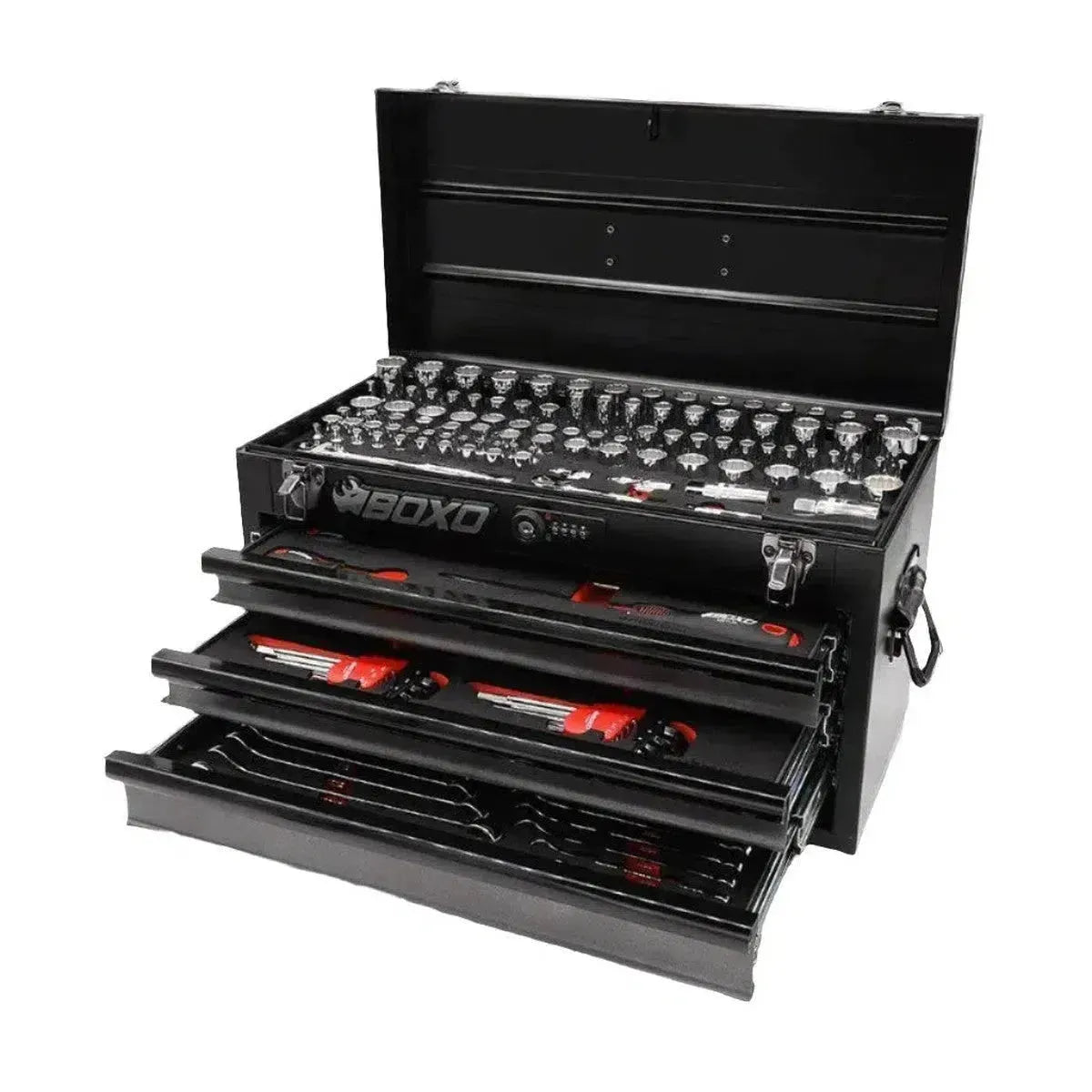 Boxo USA 159-Piece Metric and SAE Combo 3-Drawer Hand Carry Tool Box