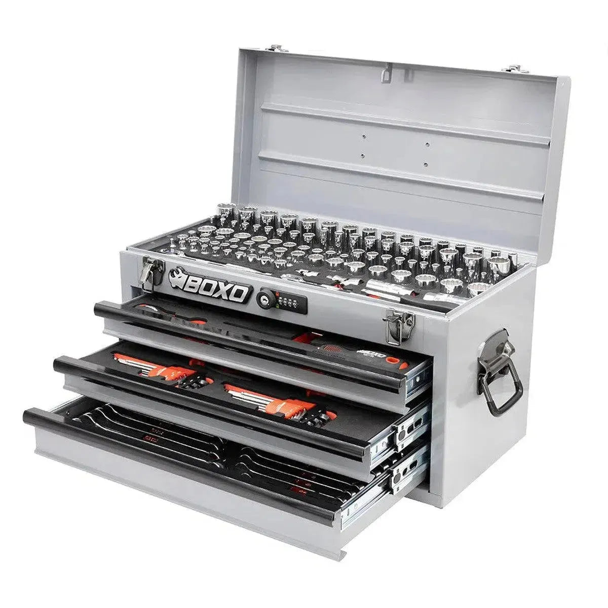 Boxo USA 159-Piece Metric and SAE Combo 3-Drawer Hand Carry Tool Box