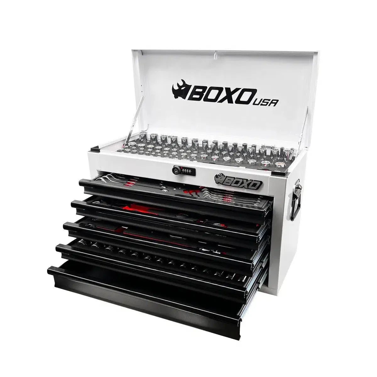 Boxo USA 227-Piece Metric and SAE Combo 5-Drawer Hand Carry Tool Box