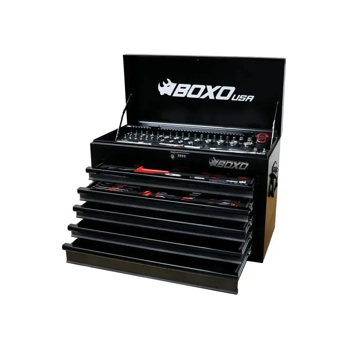 Boxo USA MotoBox | 103-Piece Metric Motorcycle Tool Set with 5-Drawer Hand Carry Tool Box