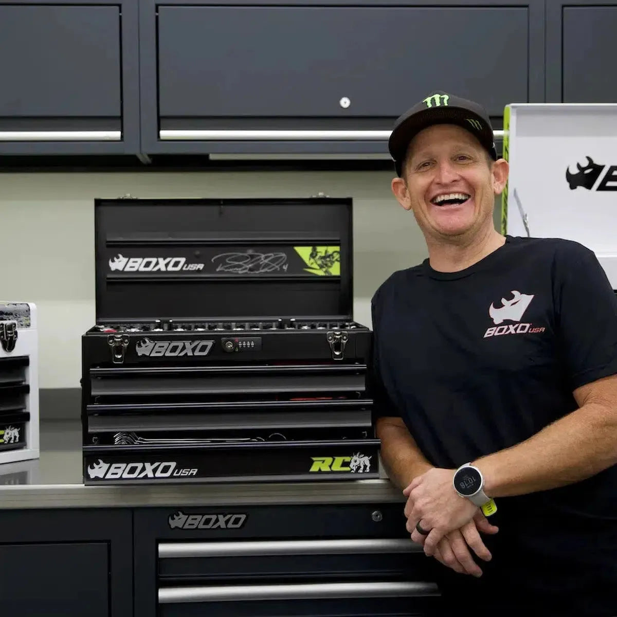 Boxo USA MotoBox | Ricky Carmichael 3-Drawer Portable Tool Box with 103-Piece Metric Motorcycle Tool Set