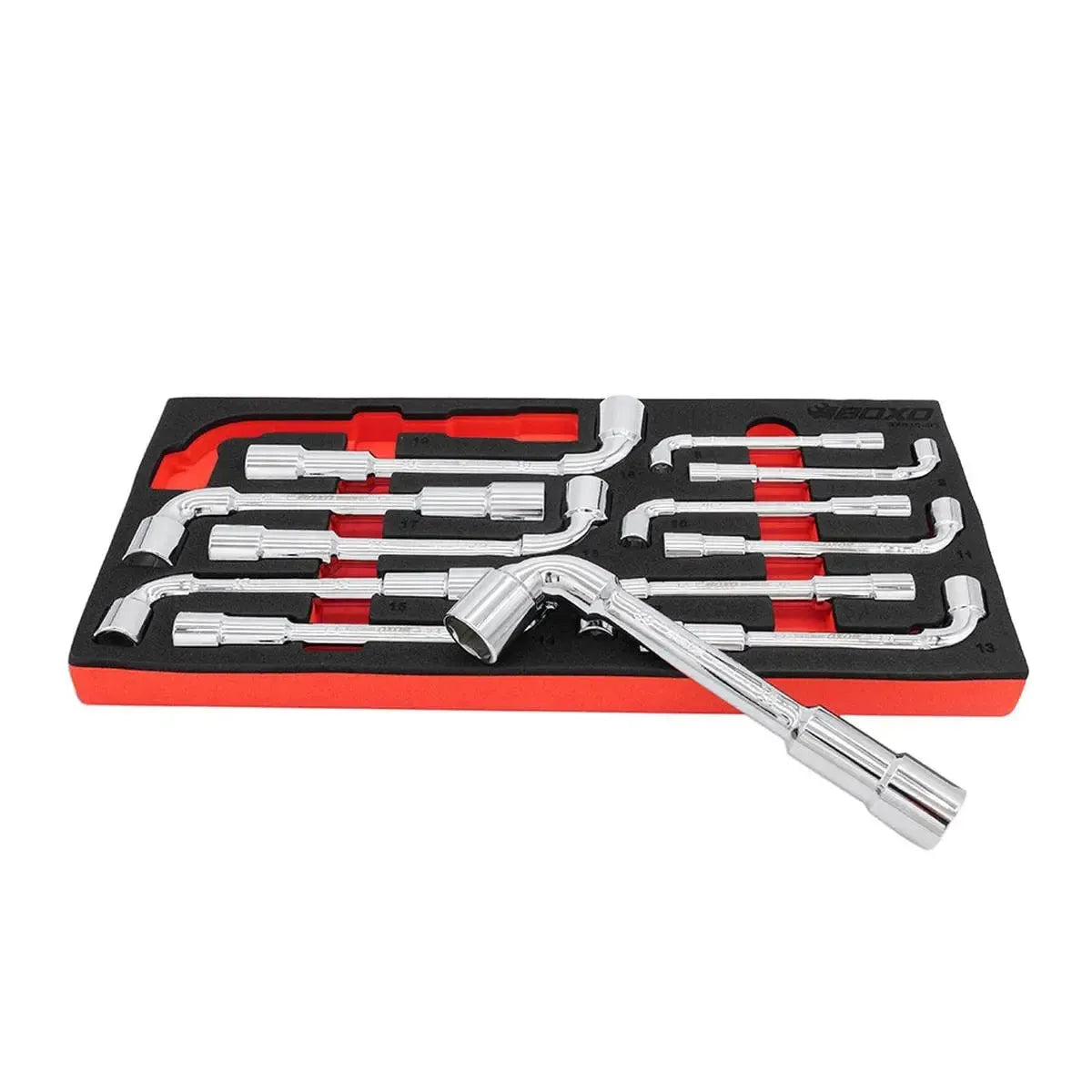12-Piece Metric 6-Point Angled Socket Wrench Set, L-Shaped | 1/3rd EVA Foam