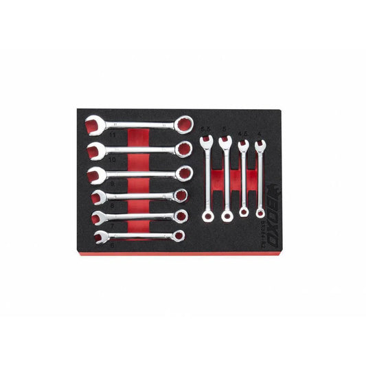 Boxo USA 10-Piece Metric Mini Open Box End Combination Wrench Set | 1/9 Drawer EVA Foam