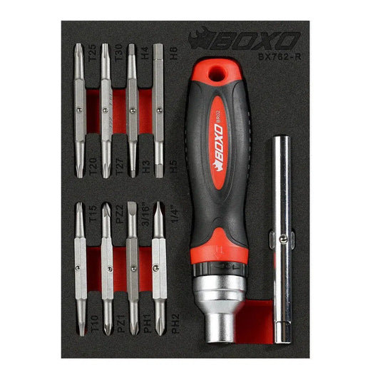 Boxo USA 10-Piece Ratcheting Screwdriver Set | 1/9th EVA Foam