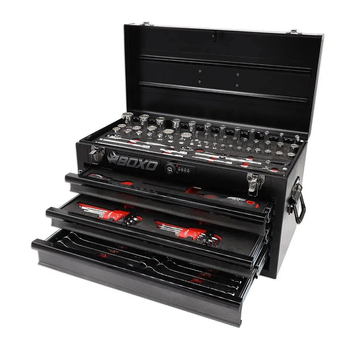 Boxo USA 117-Piece SAE 3-Drawer Hand Carry Tool Box