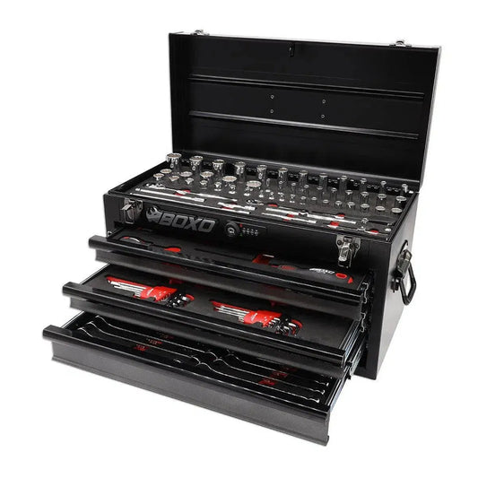 Boxo USA 117-Piece SAE 3-Drawer Hand Carry Tool Box