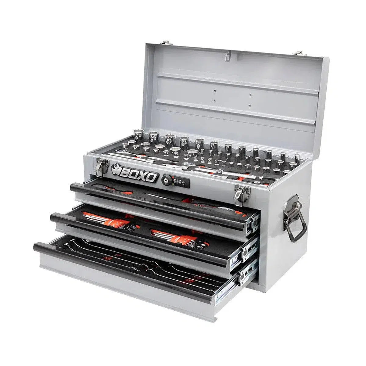 Boxo USA 117-Piece SAE 3-Drawer Hand Carry Tool Box