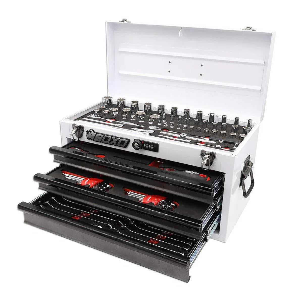 Boxo USA 117-Piece SAE 3-Drawer Hand Carry Tool Box