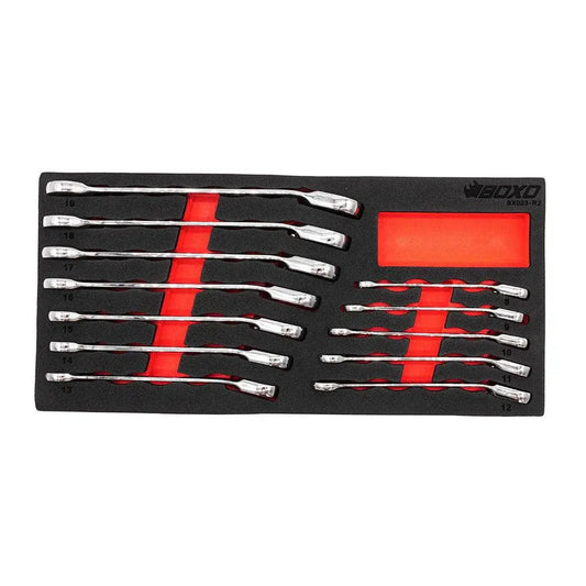 Boxo USA 12-Piece Metric Reversible Ratcheting Wrench Set | 1/3rd EVA Foam