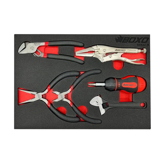 Boxo USA 13-Piece Precision Mini Pliers, Wrench & Stubby Ratchet Screwdriver Set | 2/9th EVA Foam