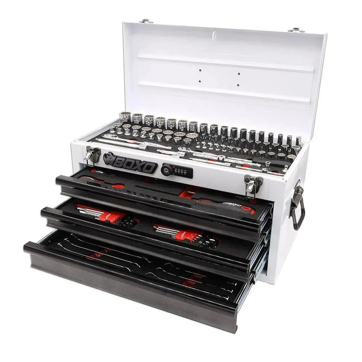 Boxo USA 133-Piece Metric 3-Drawer Hand Carry Tool Box