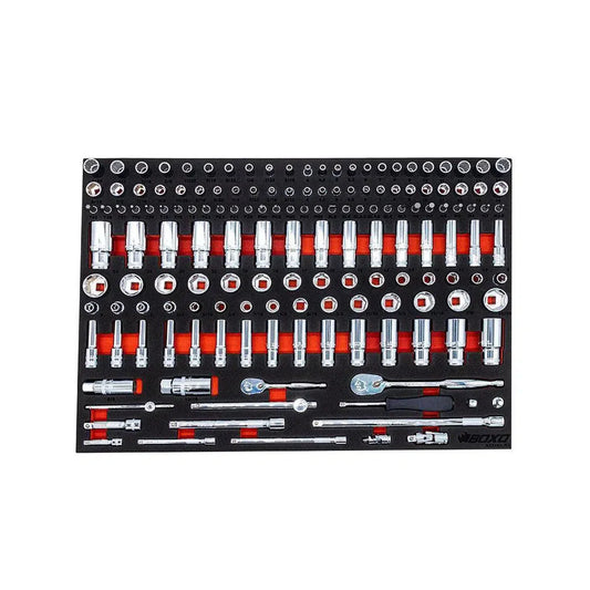 Boxo USA 155-Piece 1/4" & 3/8" Metric & SAE Socket Set | 3/3rd EVA Foam