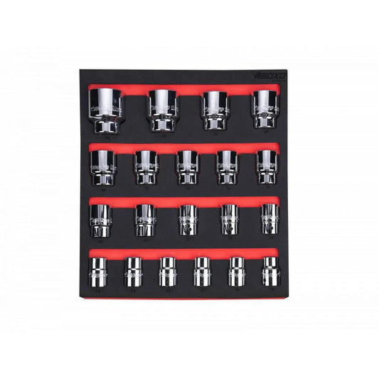 Boxo USA 20-Piece 3/4" Dr Metric Standard Length 6-Point Chrome Socket Set | 2/3rd EVA Foam