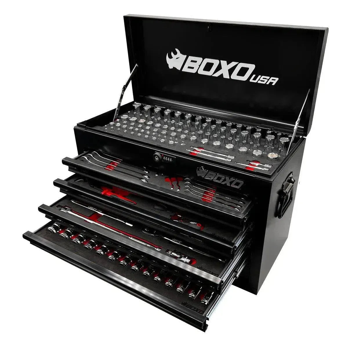 Boxo USA 227-Piece Metric and SAE Combo 5-Drawer Hand Carry Tool Box