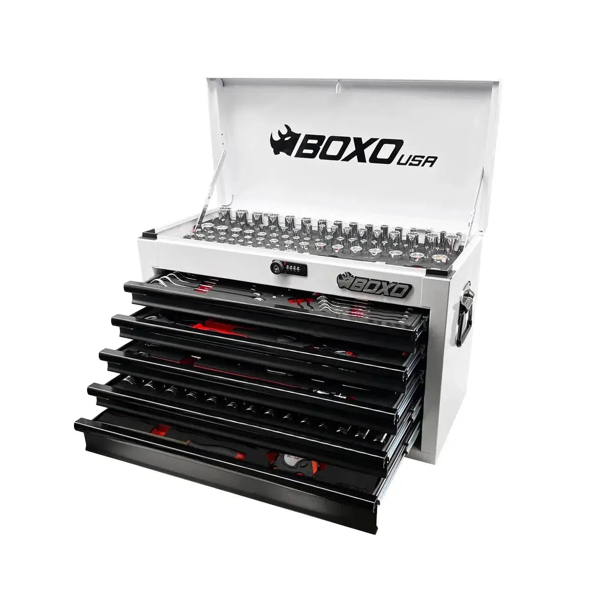 Boxo USA 238-Piece Metric and SAE Combo 5-Drawer Hand Carry Tool Box