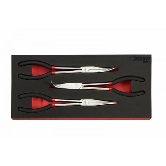 Boxo USA 3-Piece 11" Long Handled Needle Nose Plier Set | 1/3rd EVA Foam