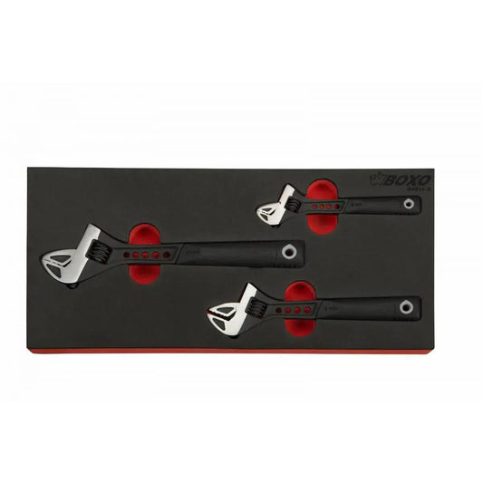 Boxo USA 3-Piece Adjustable Wrench Set | 1/3rd EVA Foam