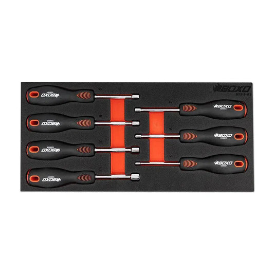 Boxo USA 7-Piece Metric Nut Driver Set with Hollow Shaft | 1/3rd EVA Foam