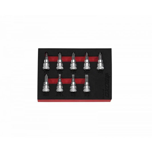 Boxo USA 9-Piece 3/8" Drive Screwdriver Bit Socket Set | 1/9th EVA Foam