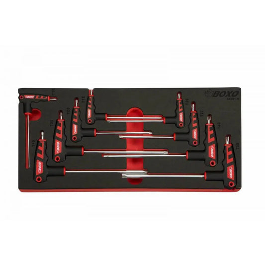 Boxo USA 9-Piece Torx 2 Way T-Handle Key Set | 1/3rd EVA Foam