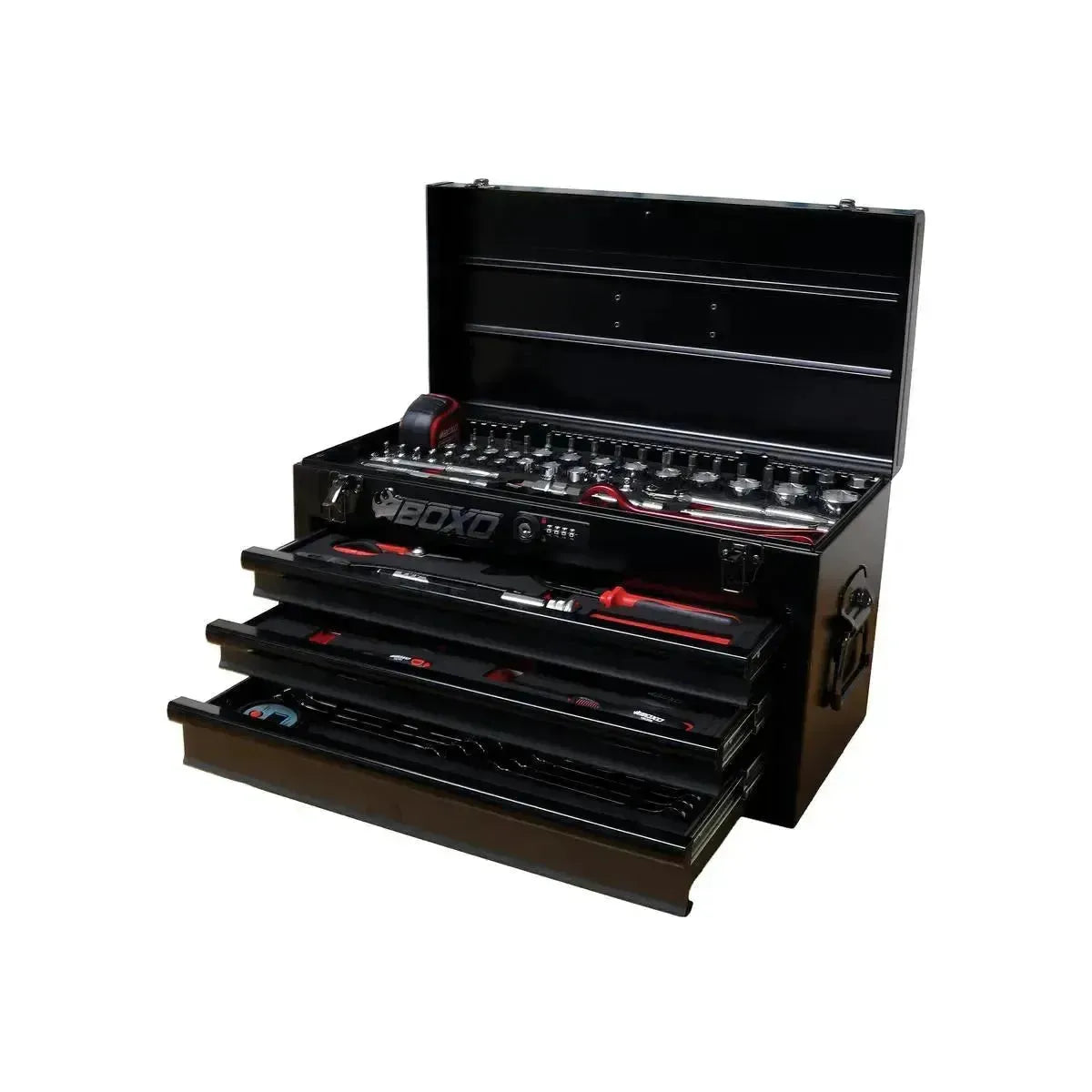 Boxo USA MotoBox | 103-Piece Metric Motorcycle 3-Drawer Hand Carry Tool Box