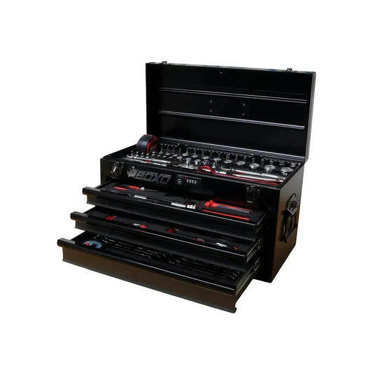 Boxo USA MotoBox | 103-Piece Metric Motorcycle 3-Drawer Hand Carry Tool Box