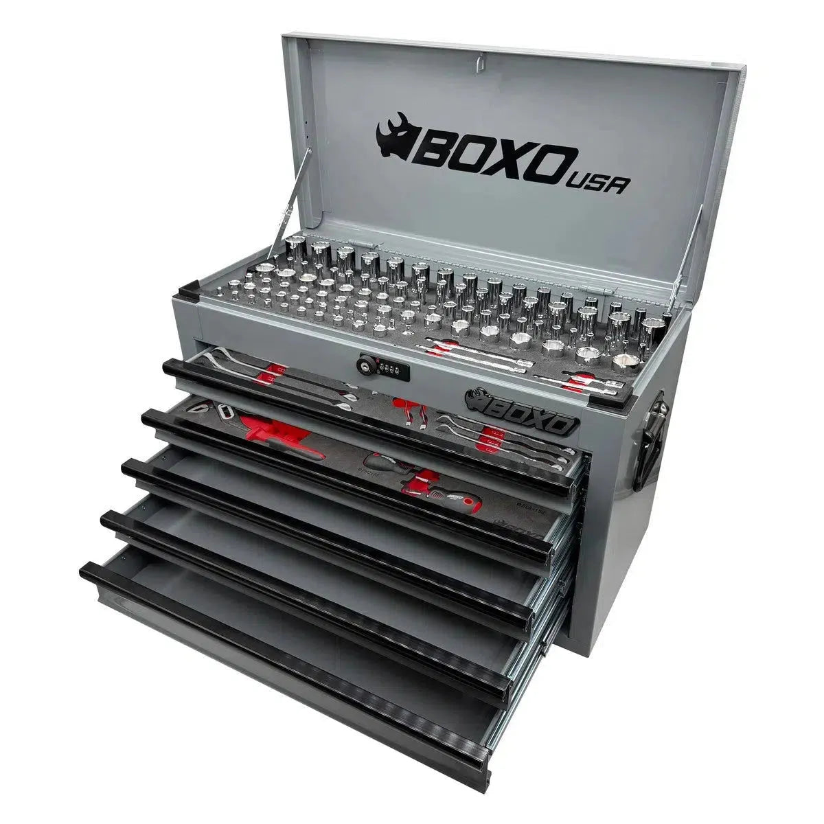Boxo USA 159-Piece Metric and SAE Combo 5-Drawer Hand Carry Tool Box