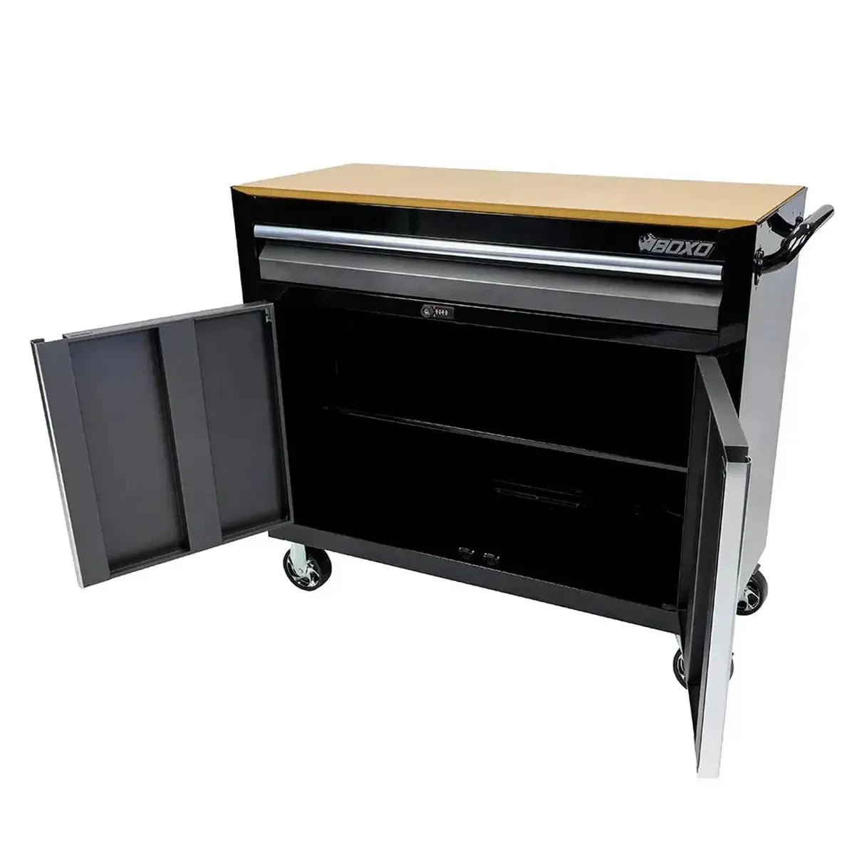 Boxo USA Tech Series | 45” Mobile Workbench with Storage and Power | Black